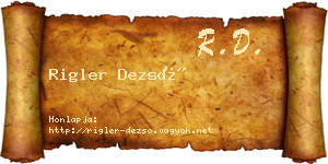Rigler Dezső névjegykártya